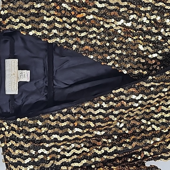 Barbara Chodos for Michael Marcella Gold Sequined+Black Taffeta Evening Jacket - Picture 6 of 17